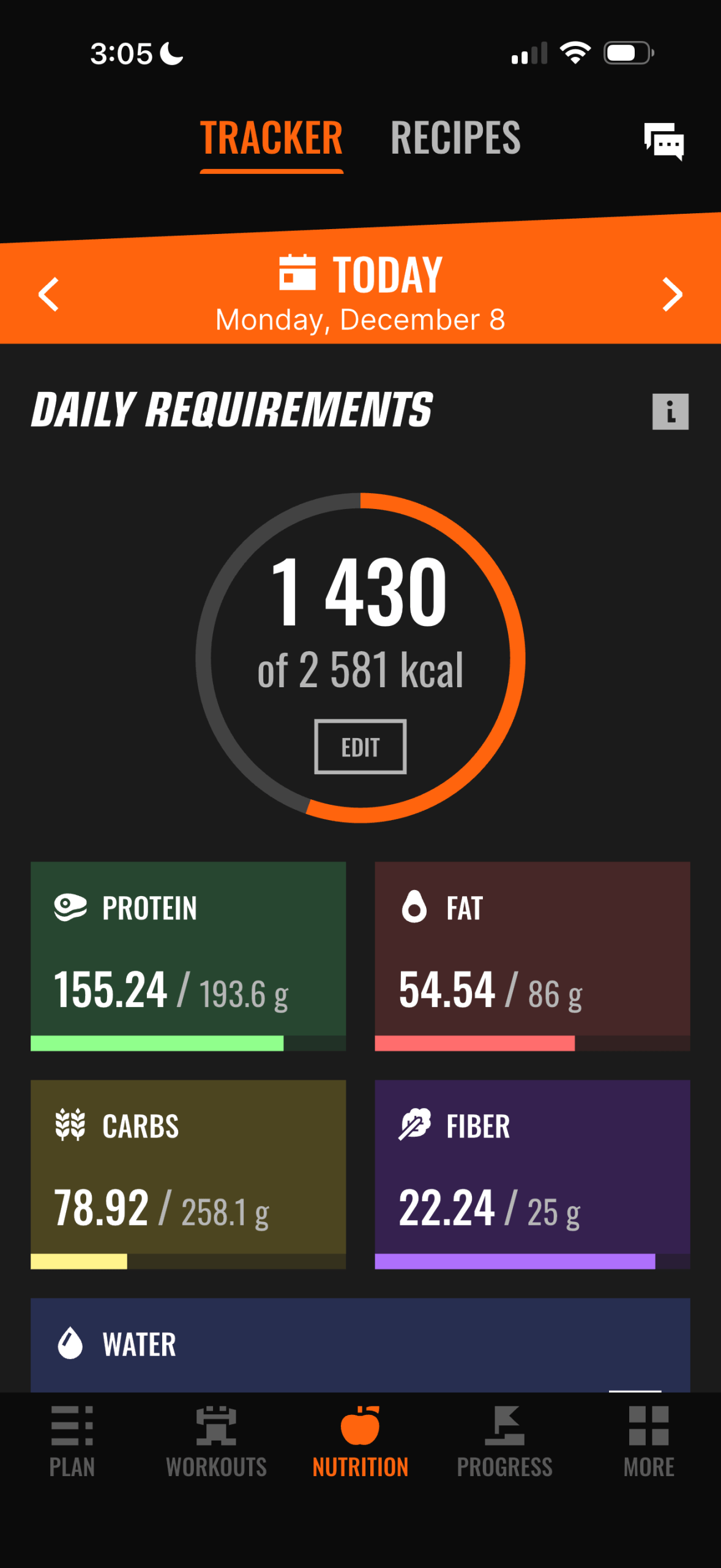 Clubhouse App Nutrition Tracker