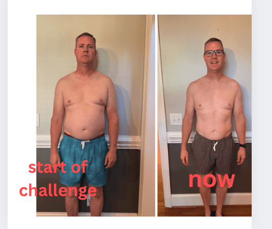 Wes's transformation — lost 20+ lbs in 8 weeks