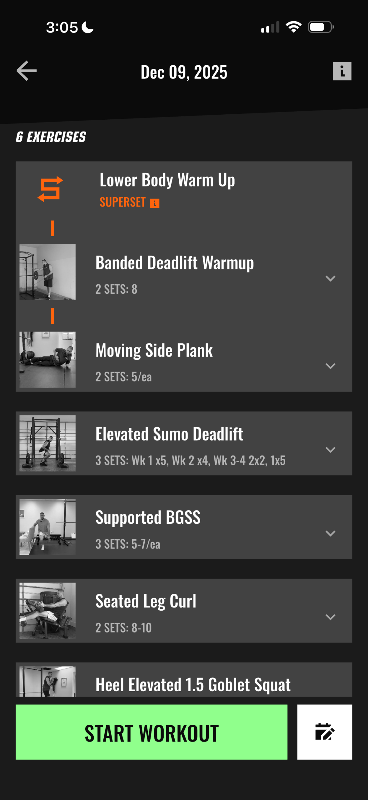 Clubhouse App Workout Screen